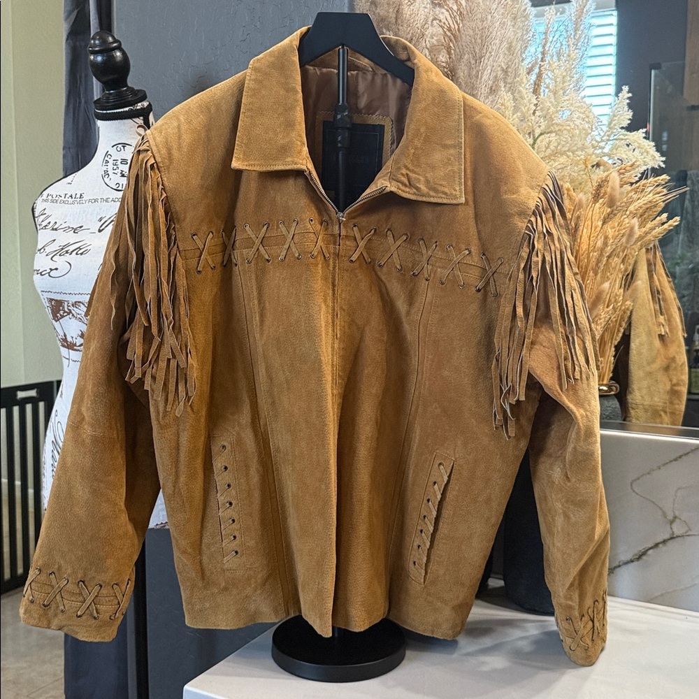 VTG Men’s EXCELLED FRINGE SUEDE LEATHER JACKET LG - Picture 2 of 14